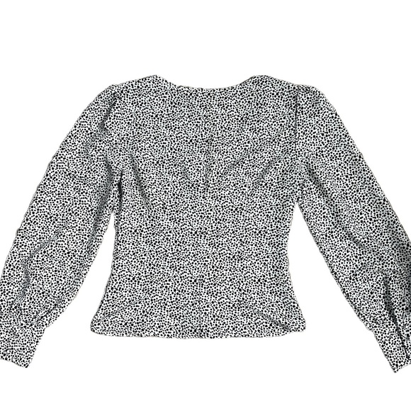 LULUS WHITE/BLACK “SWEET SPOT” CHEETAH PRINT BUTTON UP LONG SLEEVE BLOUSE XS - Picture 7 of 10